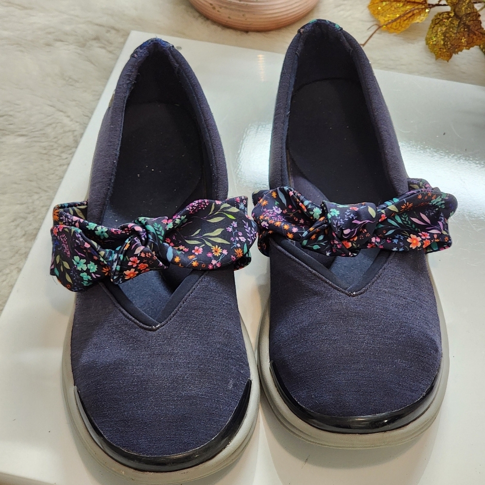 Bzees Blue Flats with Decorative Bow